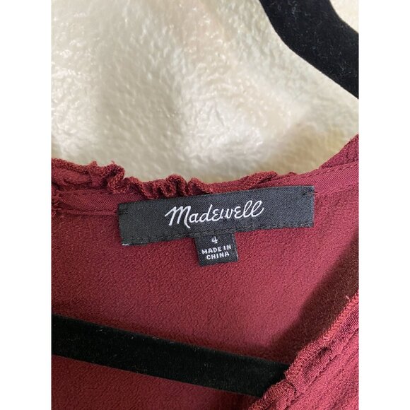 MADEWELL Womens Burgundy‎ Sleeveless Pantsuit With Button Front 4 Viscose - Picture 3 of 8